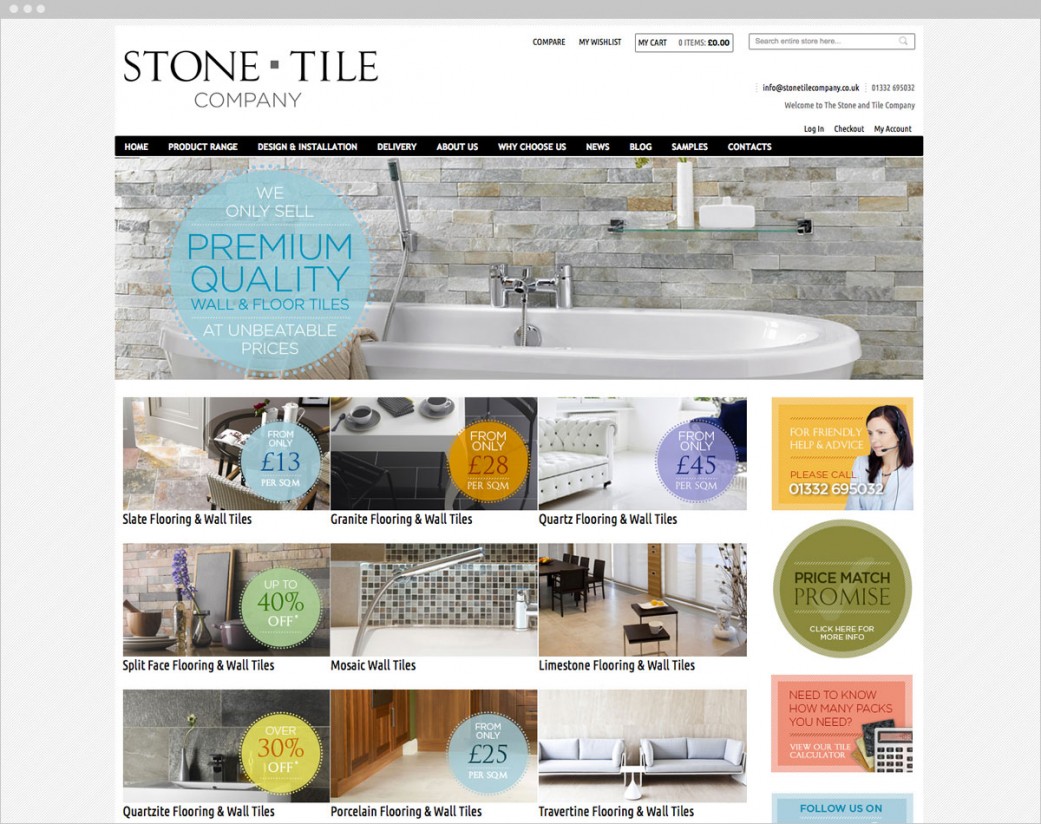 Magento design for The Stone & Tile Company